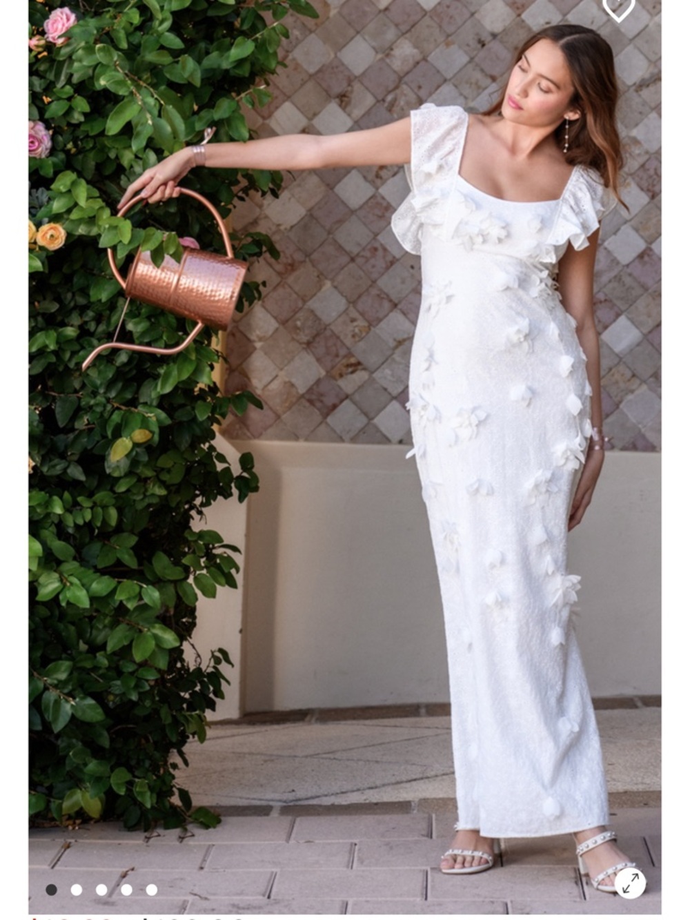 Altar'd State White Floral Appliqué Ruffled Sleeve Maxi Dress - Picture 1 of 8